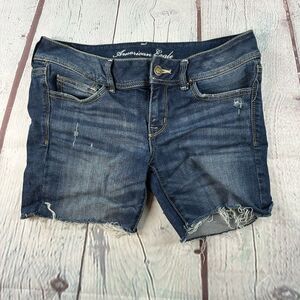 American Eagle Outfitters Blue Womens 8 Super Stretch Low Cut Off Denim Shorts